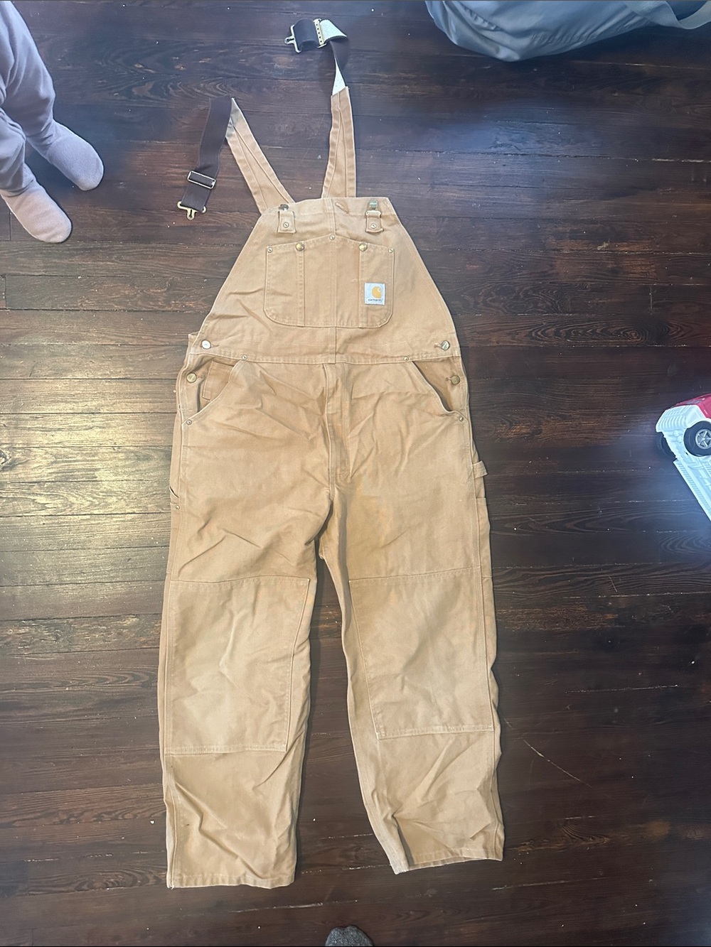 Carhartt Tan Duck Canvas Bib Overalls with Adjustable Straps
